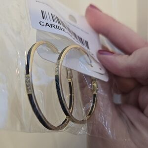 Gold plated with black and silver rhinestones